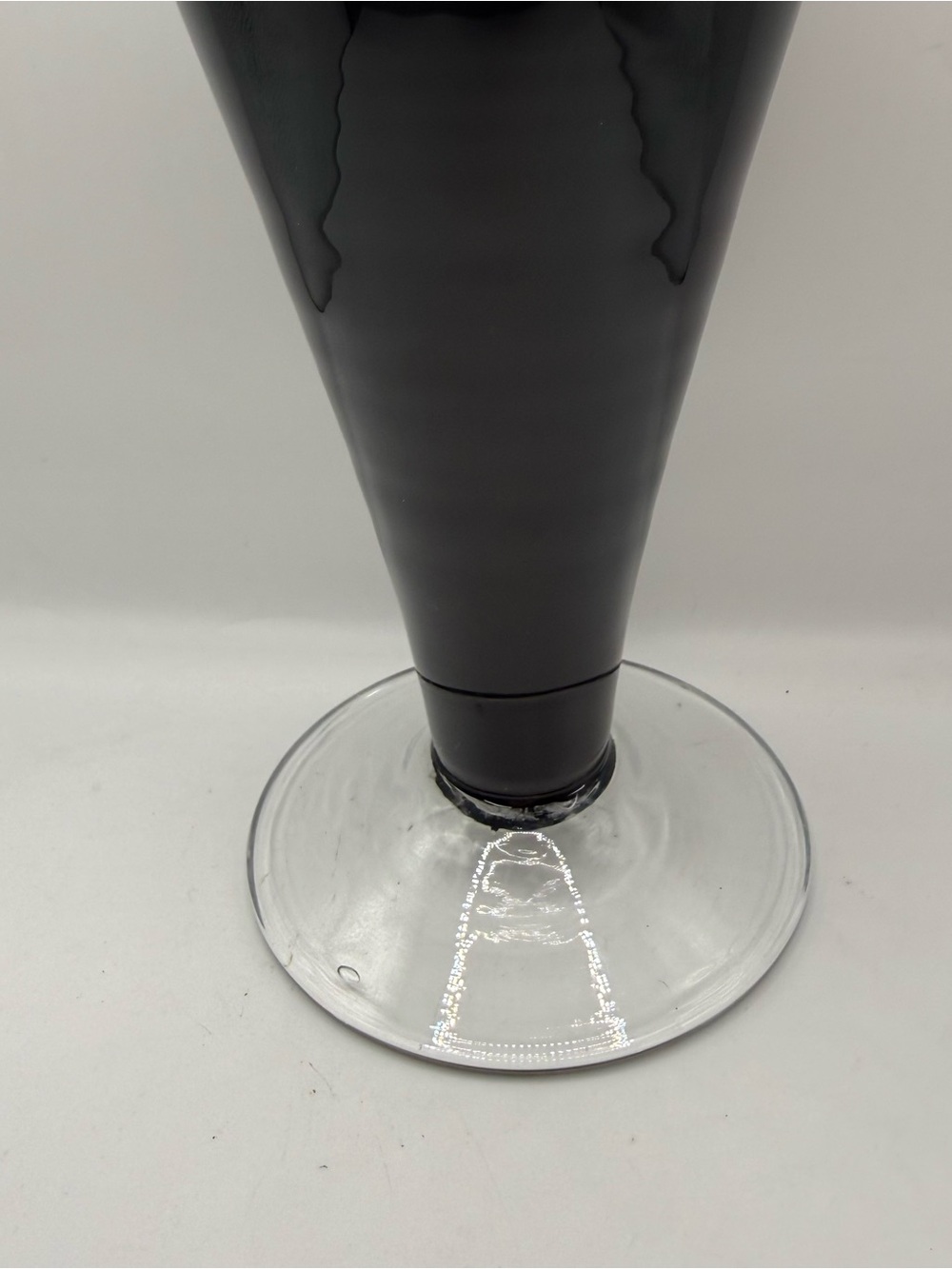 Blenko Urn Black Handblown Glass Vase with Clear Handles - Picture 5 of 16